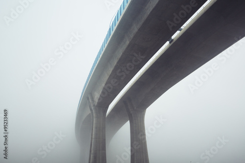 Elevated highway in mystery fog