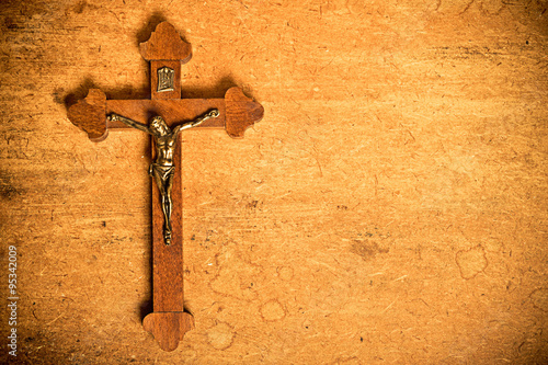 Catholic crucifix on wood