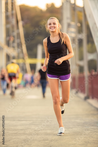 Girl Running town