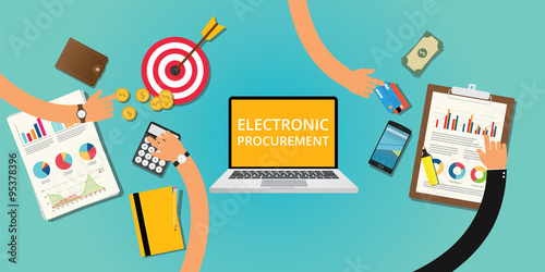 electronic procurement concept with money and internet buying