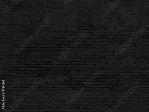 Empty part of black painted brick wall. 