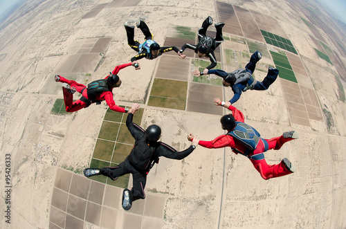 Skydiving teamwork people