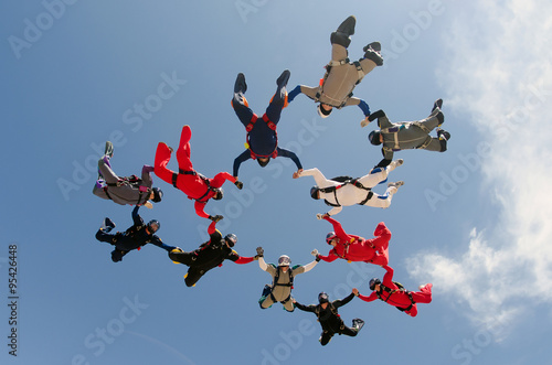 Skydiving team work formation