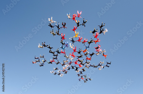 Skydiving big group formation