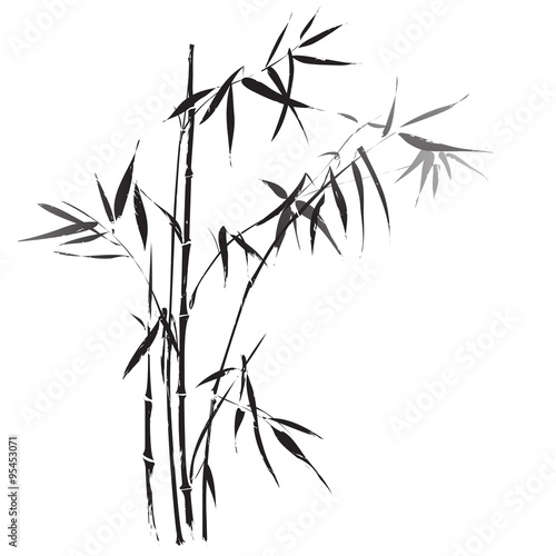 Bamboo branches outlined in black