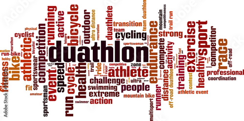 Duathlon word cloud concept. Vector illustration