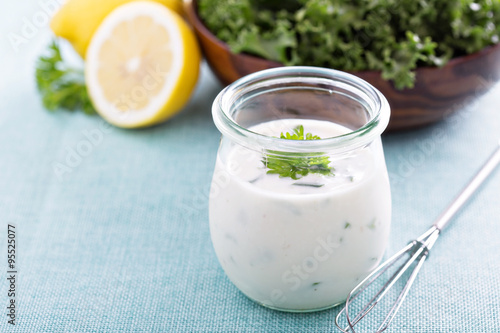 Homemade ranch dressing in a jar