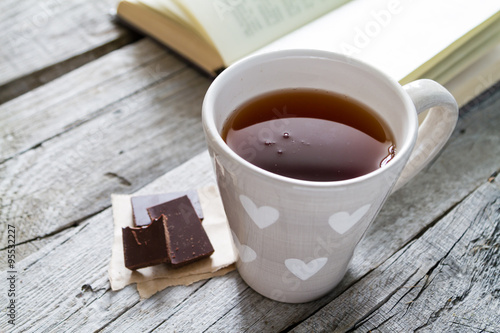 Lifestyle - tea chocolate and book