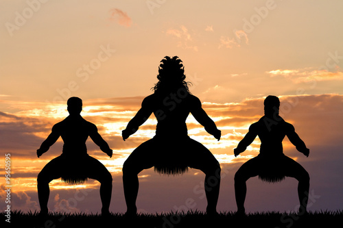 Maori dance at sunset