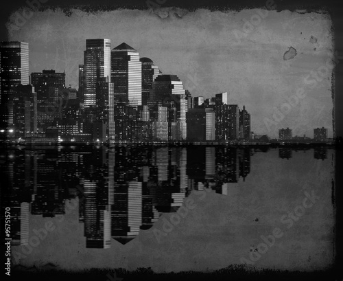 new york cityscape skyline at night, nyc, usa
