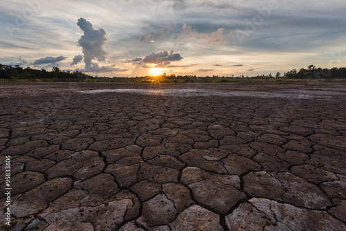 Soil drought cracked landscape sunset