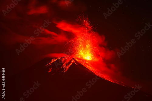 Tungurahua Volcano Night Explosion