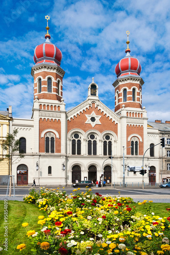 The Great synagogue, built in 1893 in Moorish-Romanesque style. Pilsen earned title European Capital of culture for 2015.