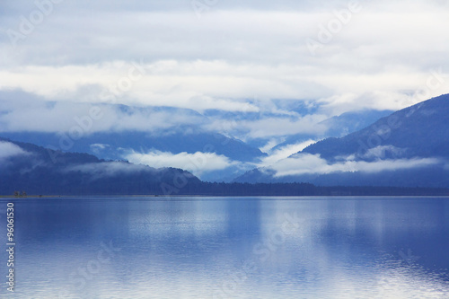 mountain blue lake lanscape