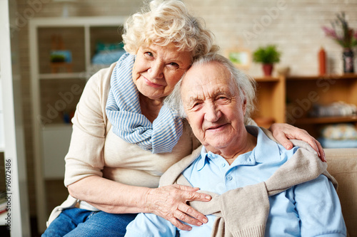 Affectionate elderly couple