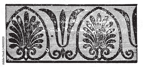 Greek palmette, vintage engraving.