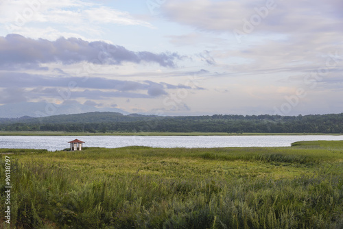 Lonely gazebo on the lake. Lonely gazebo on the lake, south of the Russian Far East.