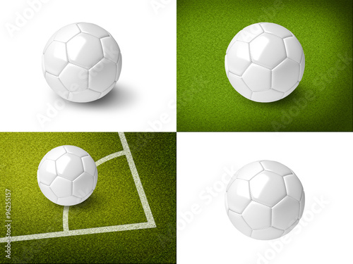 Empty template for soccer ball, mock up, 4 versions, with or w/o shadows