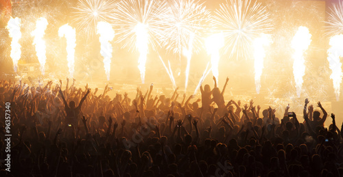 Huge cheering crowd at concert