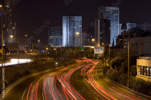 Ayalon Freeway At Night, The night cityscape