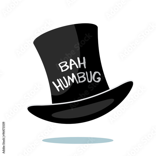 Cartoon Ebenezer Scrooge Bah Humbug top hat isolated on white EPS 10 vector