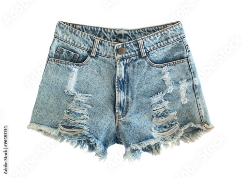 Ripped jeans shorts isolated on white background