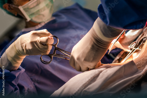 Classic cesarean section in the operating theater, labor room