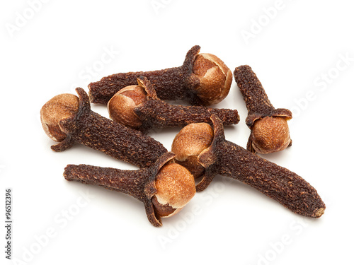 Macro closeup of a Organic black clove (Syzygium aromaticum) isolated on white background.