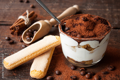 Tiramisu in a glass cup