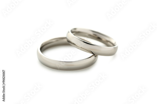 Silver wedding rings isolated on a white