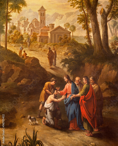 Ghent - Christ healing the blind men on the road to Jericho painting