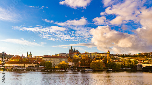 Panoramic view of Prague Castle and Lesser Town from Lesser Town Bridge Tower (Charles Bridge)