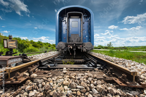 Last wagon of a blue train