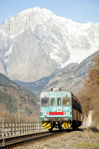 Mont Blanc with diesel train