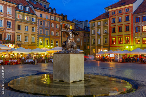 Mermaid of Warsaw at the Market Square, Poland.