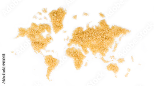 map of the world made of cane sugar