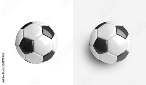 A soccer ball isolated on a white background. With shadow and without shadow. 