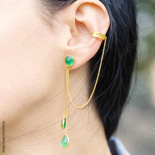 woman wearing a beautiful earring