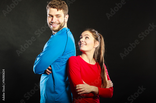 Portrait of smiling woman and man. Happy couple.