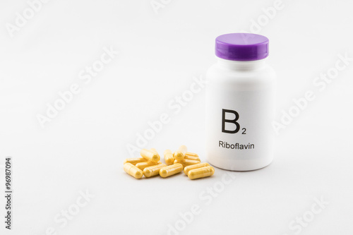 Bottle of B2 vitamins