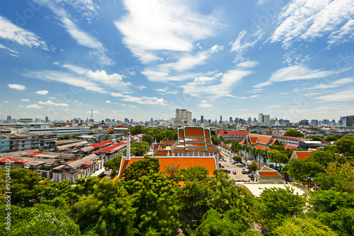 Panorama view of temple area and Bangkok, Thailand