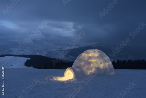 Snow igloo in the mountains