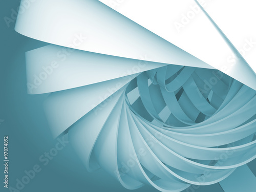 Blue digital background with 3d spiral structures