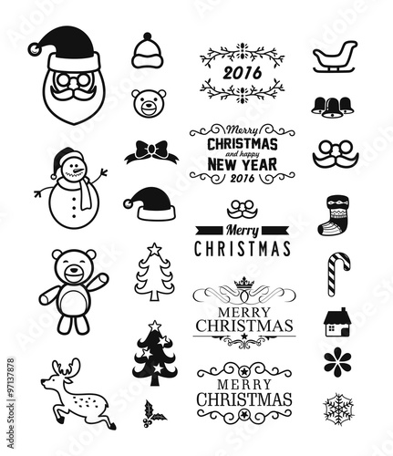 Set of christmas decorative and icon element 