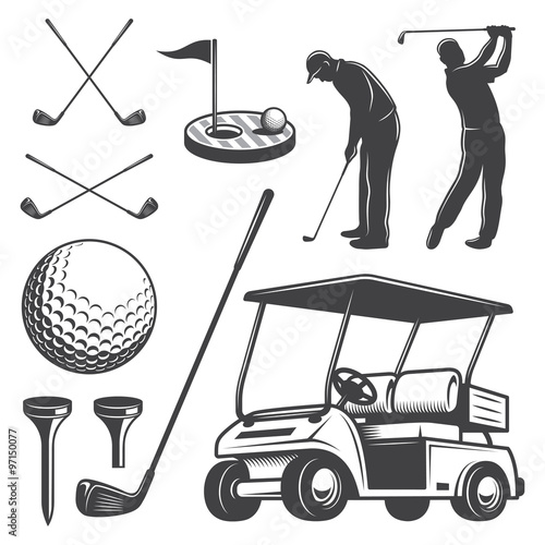 Set of vintage golf elements