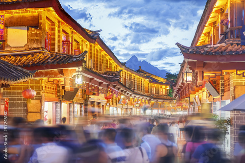 Lijiang old town with crowded tourist, Yunnan China.