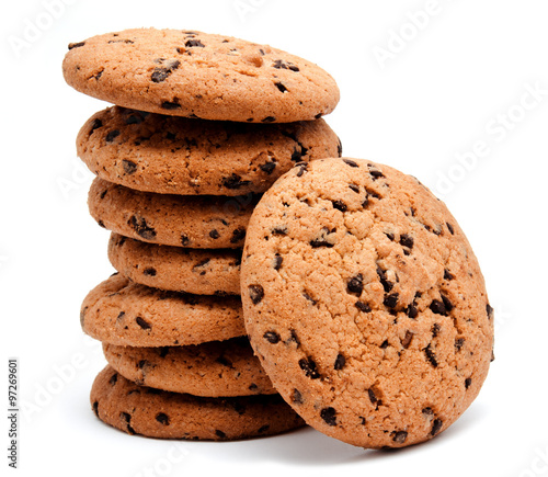 Chocolate chip cookies isolated