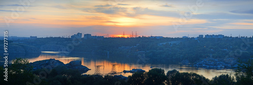 Sunset on Dnieper River in Zaporizhia