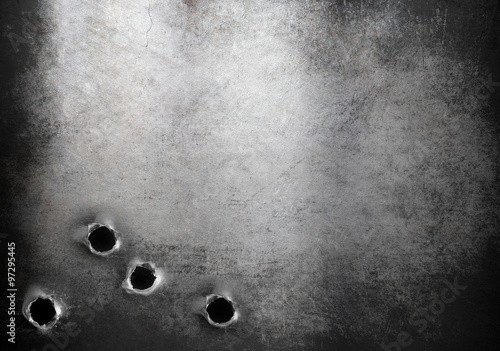 grunge metal armor background with bullet holes