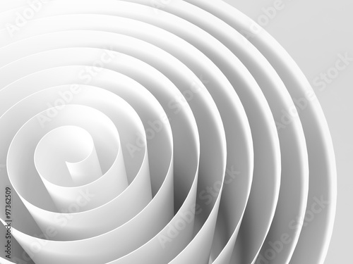 White 3d spiral made of paper tape